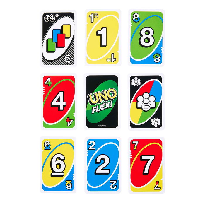 Mattel Games UNO Flex HMY99 Juego de Cartas con Cartas Especiales y Flexibilidad para +7 Años