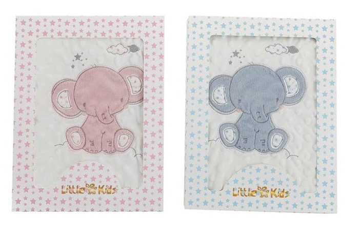Creaciones Llopis Manta Doble Cara Elefante Bordado Rosa 100x75 cm