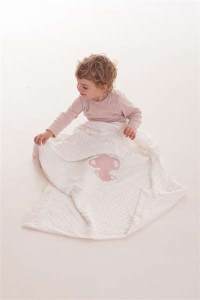 Creaciones Llopis Manta Doble Cara Elefante Bordado Rosa 100x75 cm