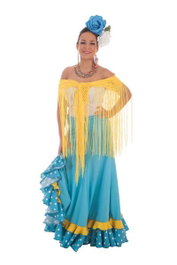 Creaciones Llopis Disfraz Adulto Falda Sevillana Turquesa Baile Talla M