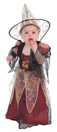 Creaciones Llopis Disfraz Bebé Bruja/Princesa Burdeos Talla 1-2 Años Vestido con corpiño y sombrero