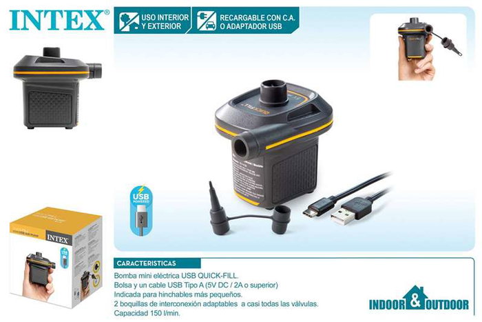 Hinchador electico quickfill con cargador usb air pump