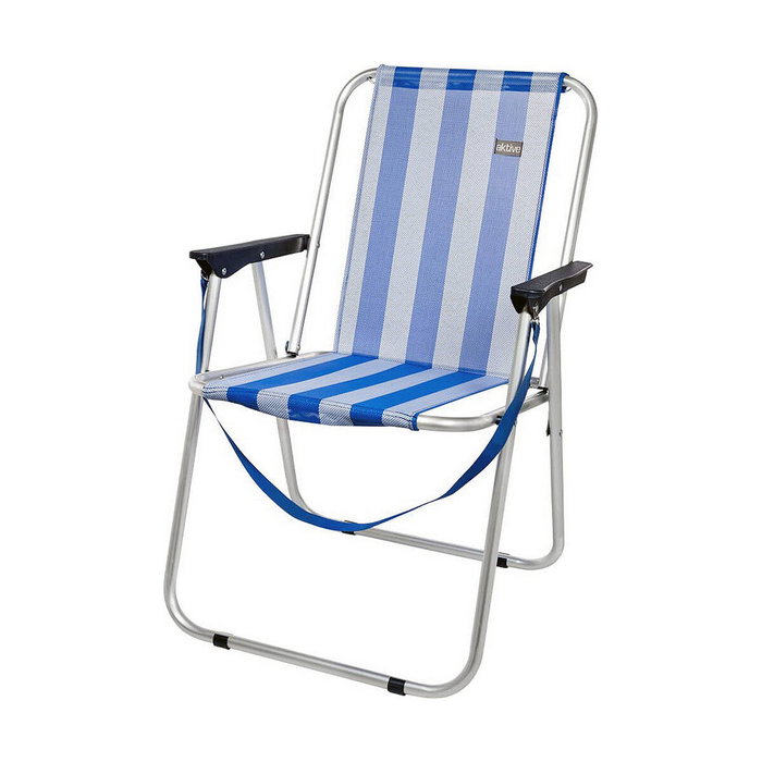 Color Baby Silla de Playa Aluminio Plegable Marinera Rayas Azul Marino y Blanco