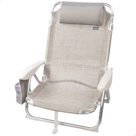 Color Baby Silla de Playa Plegable Ibiza con Cojín y Bolso, Beige