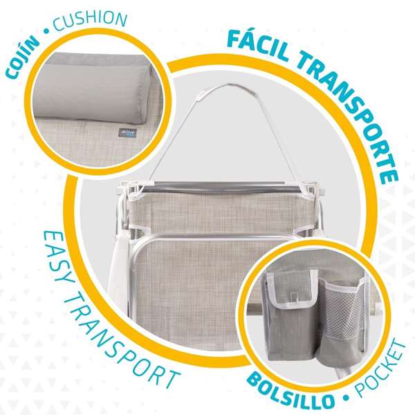 Color Baby Silla de Playa Plegable Ibiza con Cojín y Bolso, Beige