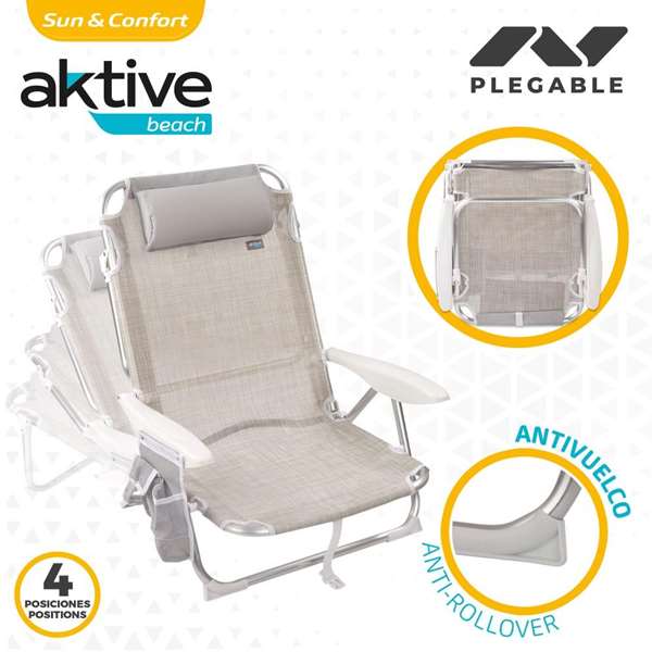 Color Baby Silla de Playa Plegable Ibiza con Cojín y Bolso, Beige