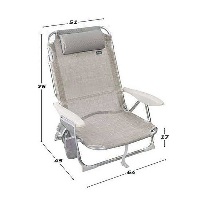 Color Baby Silla de Playa Plegable Ibiza con Cojín y Bolso, Beige