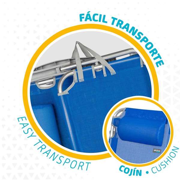 Color Baby Silla de Playa Plegable Alta de Aluminio con Asa - Azul