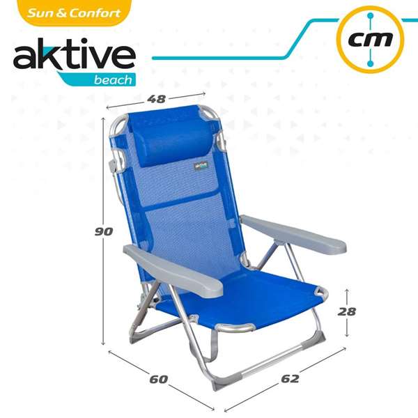 Color Baby Silla de Playa Plegable Alta de Aluminio con Asa - Azul