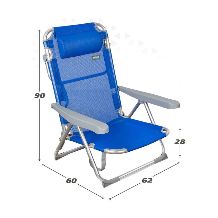 Color Baby Silla de Playa Plegable Alta de Aluminio con Asa - Azul