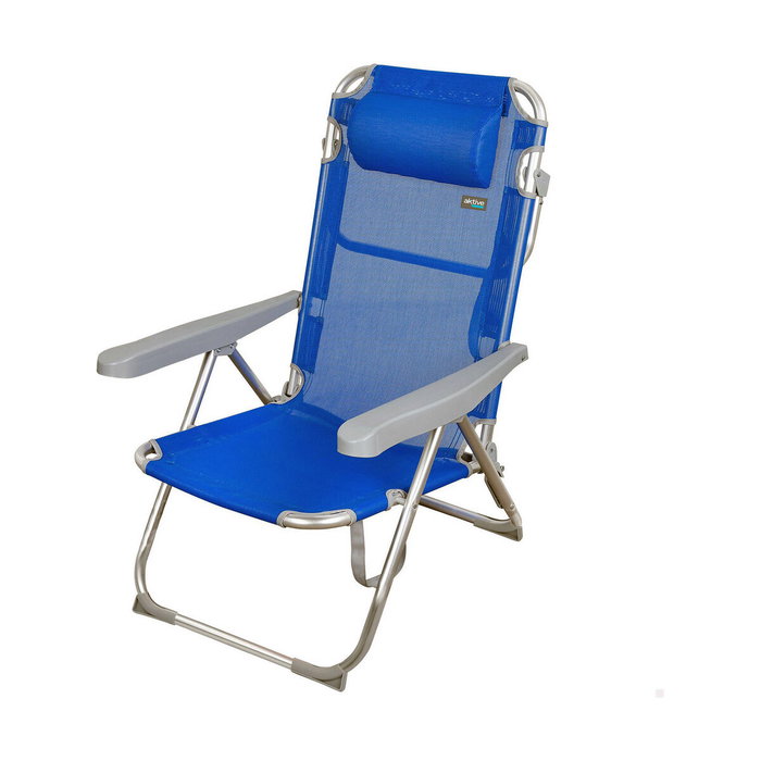 Color Baby Silla de Playa Plegable Alta de Aluminio con Asa - Azul