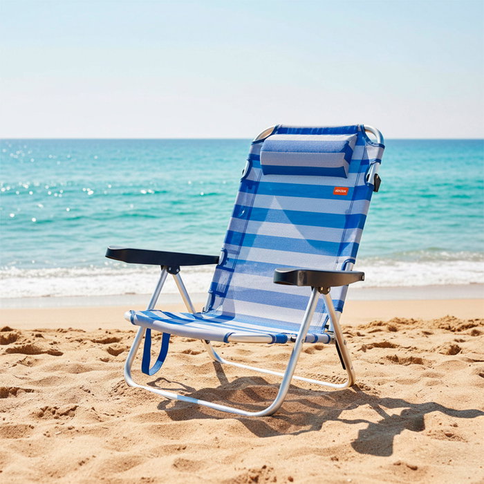 Aktive Silla plegable multiposición Beach azul con cojín Aktive Silla plegable multiposición Beach azul con cojín