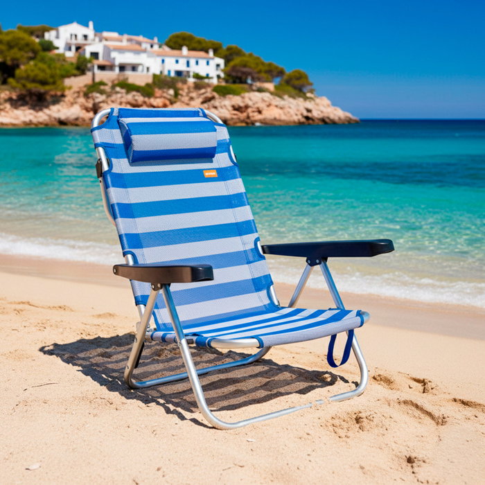 Aktive Silla plegable multiposición Beach azul con cojín Aktive Silla plegable multiposición Beach azul con cojín