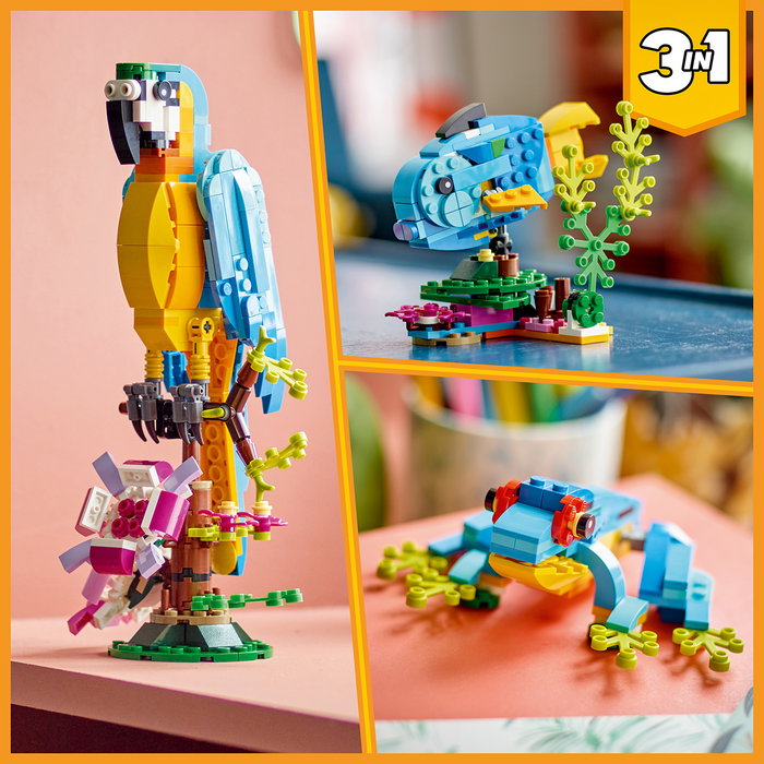 Lego Creator 31136 Loro Exótico, Set de Construcción 3en1, para Niños +7 Años