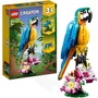 Lego 31136 Loro exótico 3-en-1, figuras de animales de la jungla, con rana y pez