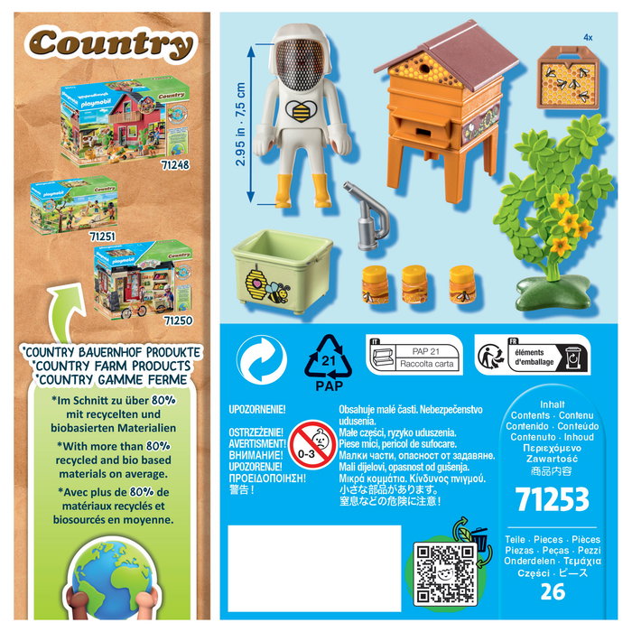 Playmobil 71253 Set de Figuritas Country - Imkerin (Abejera) Juguete para Niños de 4 a 10 Años, 3 Piezas, Multicolor Playmobil 71253 Set de Figuritas Country - Imkerin (Abejera) Juguete para Niños de 4 a 10 Años, 3 Piezas, Multicolor