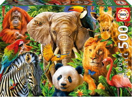 EDUCA BORRAS Puzzle Collage de Animales Salvajes 500 Piezas
