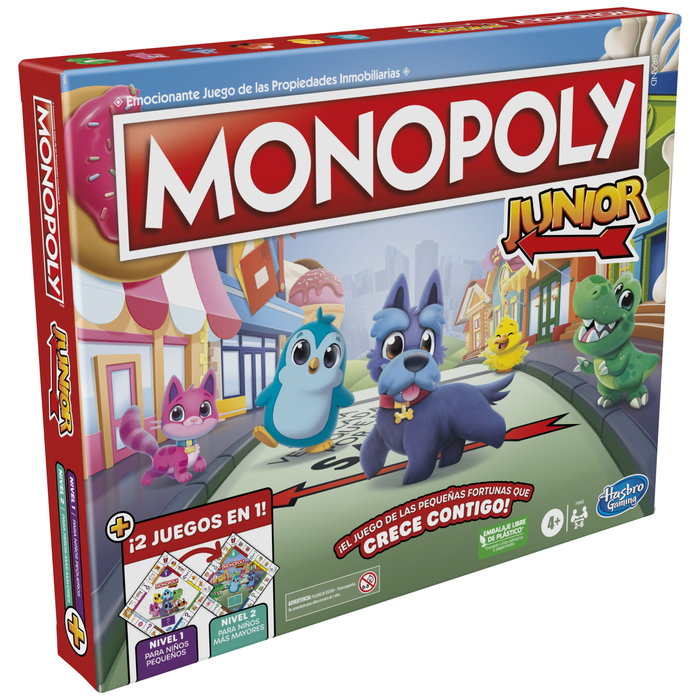 Hasbro Monopoly Junior Juego de Mesa 2 en 1 con Tablero Reversible Hasbro Monopoly Junior Juego de Mesa 2 en 1 con Tablero Reversible