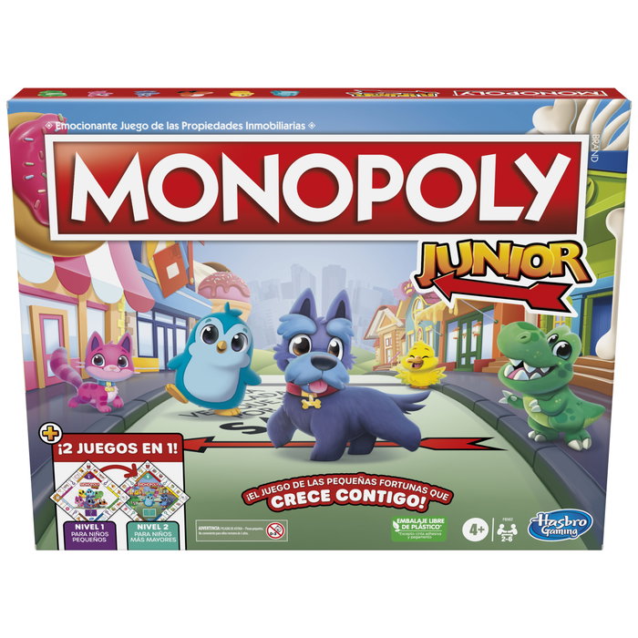 Hasbro Monopoly Junior Juego de Mesa 2 en 1 con Tablero Reversible Hasbro Monopoly Junior Juego de Mesa 2 en 1 con Tablero Reversible