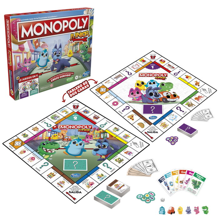 Hasbro Monopoly Junior Juego de Mesa 2 en 1 con Tablero Reversible Hasbro Monopoly Junior Juego de Mesa 2 en 1 con Tablero Reversible