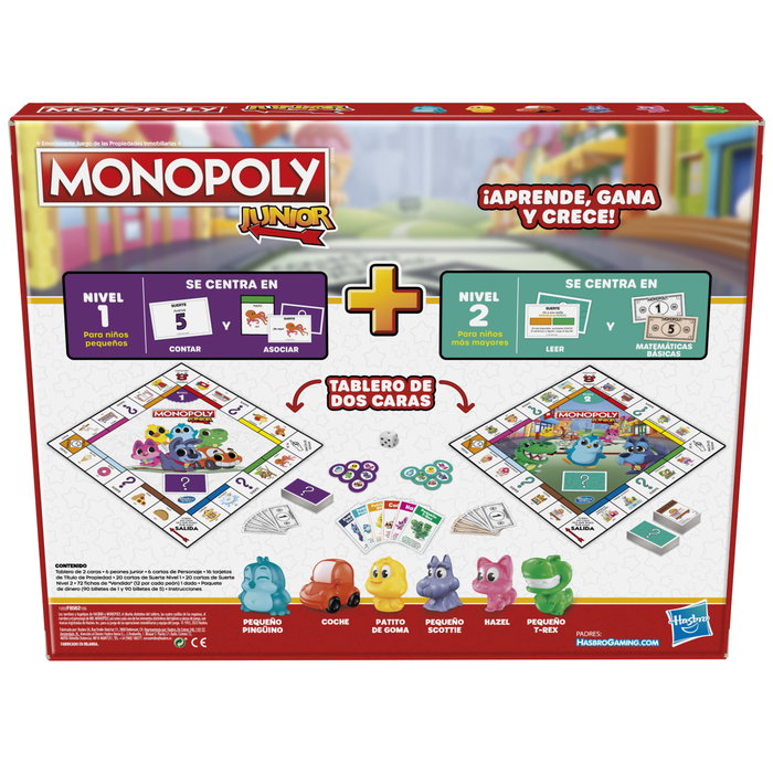 Hasbro Monopoly Junior Juego de Mesa 2 en 1 con Tablero Reversible Hasbro Monopoly Junior Juego de Mesa 2 en 1 con Tablero Reversible