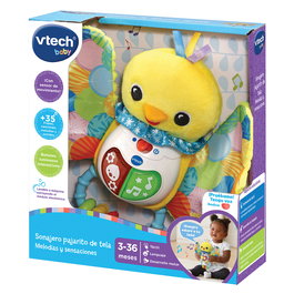V-Tech Sonajero Pajarito Melodías Y Sensaciones 80-558722 Juguete Interactivo con Texturas y Sensor de Movimiento para Bebés +3 Meses