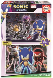 EDUCA BORRAS Puzzle Infantil Sonic Neon 2x100 Piezas