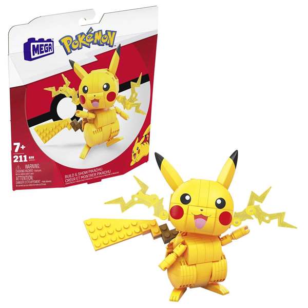 Mega Bloks Pokemon Figura Pikachu Construccion 211 Piezas 10 cm