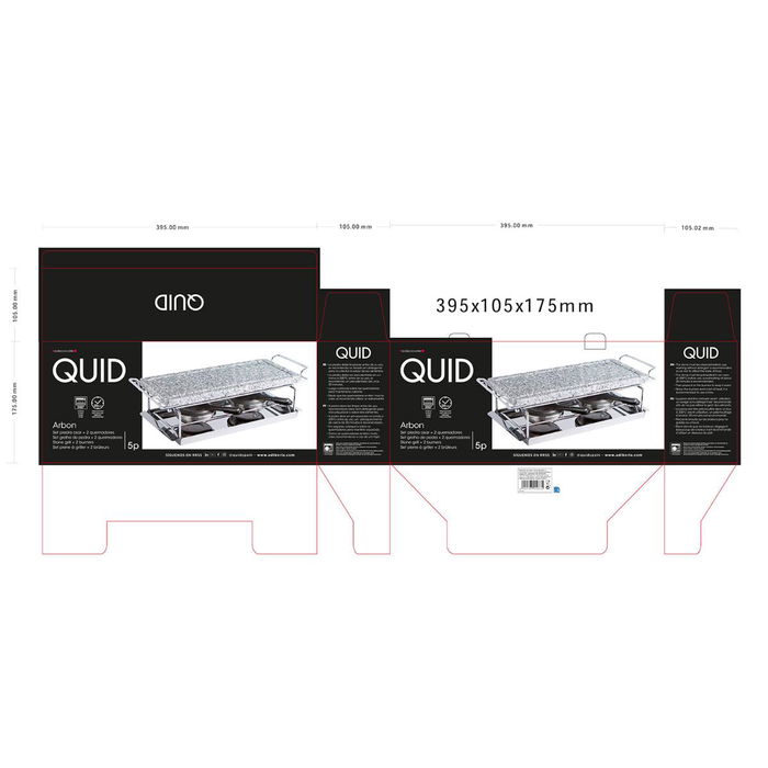 Piedra Asar 2 Quemadores Arbon Quid 33x15x1,8 cm