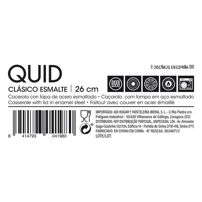Cacerola Acero Esmaltado Clasico Esmalte Quid 26 cm - 6 L