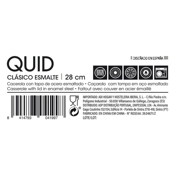 Quid Cacerola de Acero Esmaltado 28cm 7L con Tapa Marrón
