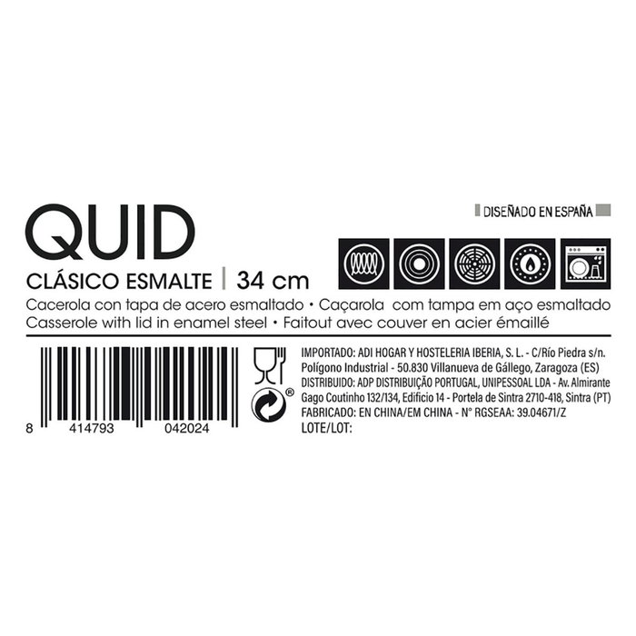 Cacerola Acero Esmaltado Clasico Esmalte Quid 34 cm - 12,5 L