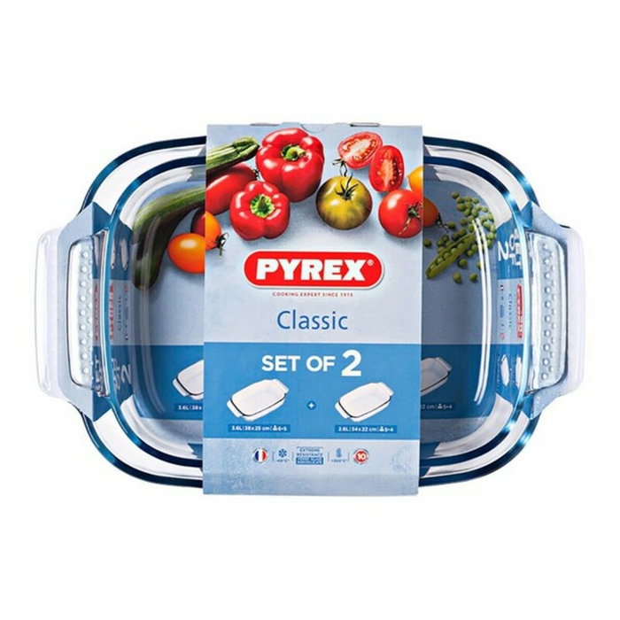 Pyrex® Set 2 Fuentes Horno Boro Classic 39x27x8 cm, Transparente Pyrex® Set 2 Fuentes Horno Boro Classic 39x27x8 cm, Transparente