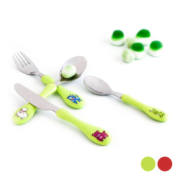Amefa Set de 4 Cubiertos Infantil Enfant Verde