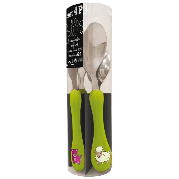 Amefa Set de 4 Cubiertos Infantil Enfant Verde