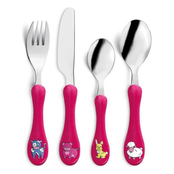 Amefa Set de 4 Cubiertos Infantil Enfant Rosa