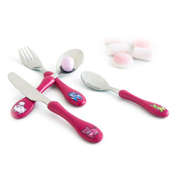 Amefa Set de 4 Cubiertos Infantil Enfant Rosa