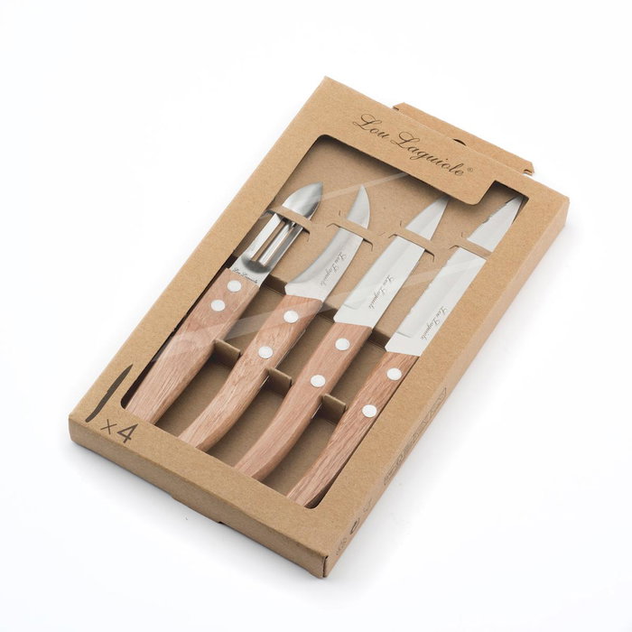 4 Piezas de Corte Madera Forest Madera Amefa 21,5 - 19,4 - 17,5 - 16,9 cm