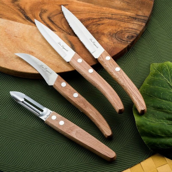 4 Piezas de Corte Madera Forest Madera Amefa 21,5 - 19,4 - 17,5 - 16,9 cm