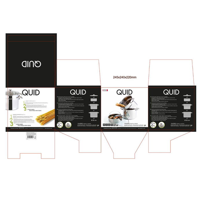 Bateria Acero Inoxidable Gastro Fresh Quid 3 Piezas - 22 cm - 6,4 L Bateria Acero Inoxidable Gastro Fresh Quid 3 Piezas - 22 cm - 6,4 L