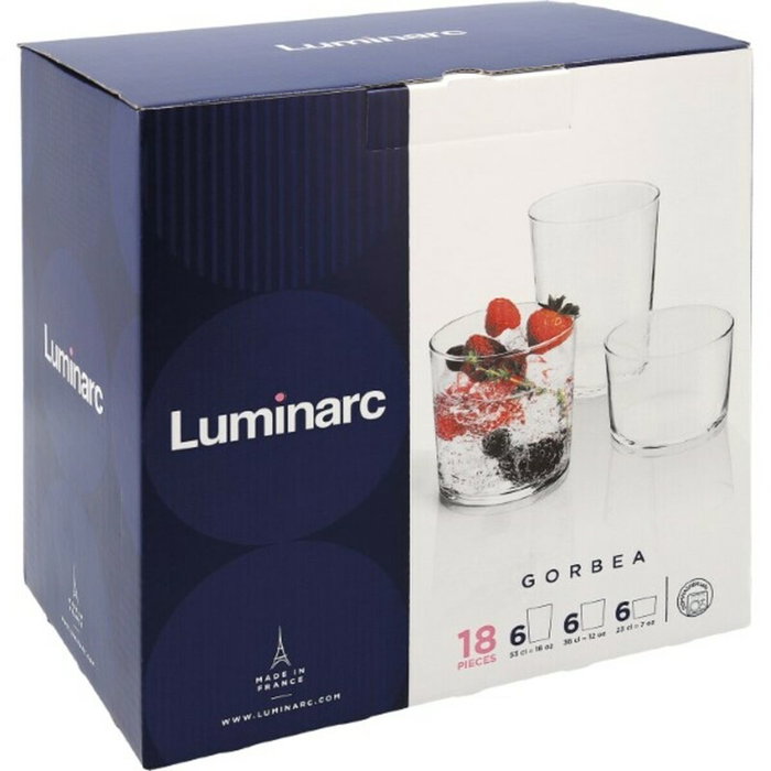 Luminarc Juego de 18 Vasos Gorbea Lum de Vidrio Templado Luminarc Juego de 18 Vasos Gorbea Lum de Vidrio Templado