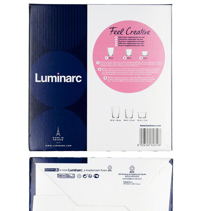 Set 18 Vasos Altos y Bajos Vidrio Gorbea Luminarc 53-36-23 cL - 6-6-6