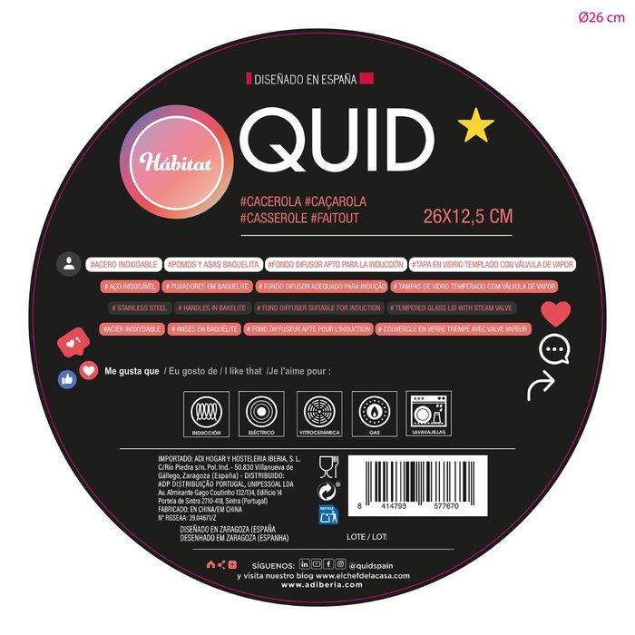 Quid Cacerola de Acero Inoxidable Habitat 26x12,5cm Quid Cacerola de Acero Inoxidable Habitat 26x12,5cm
