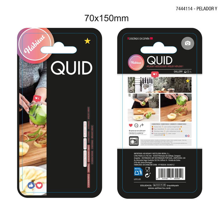 Pelador y Acero Inoxidable Habitat Quid 21x7x4 cm