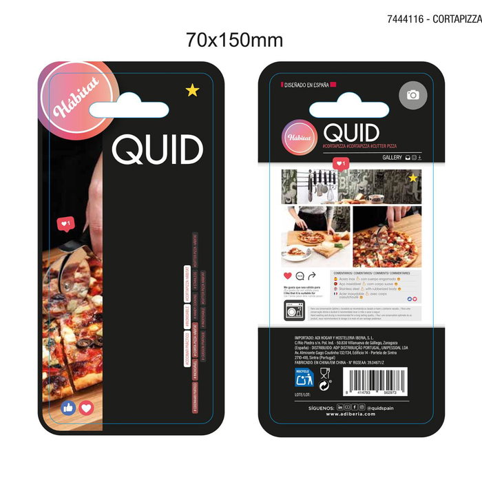 Cortador Pizza Acero Inoxidable Habitat Quid 23x9x3 cm Cortador Pizza Acero Inoxidable Habitat Quid 23x9x3 cm