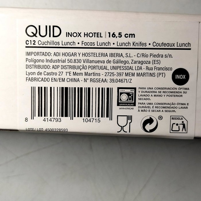 Quid Caja de 12 Cuchillos Lunch Inox Hotel Acero Quid Caja de 12 Cuchillos Lunch Inox Hotel Acero