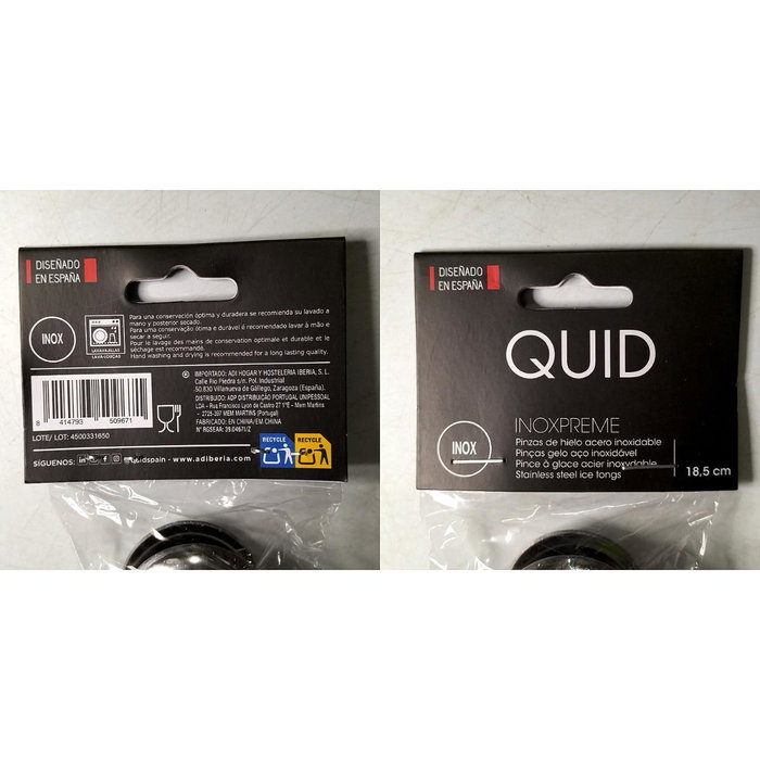 Quid Professional Pinza para el hielo INOXPREME de acero inoxidable