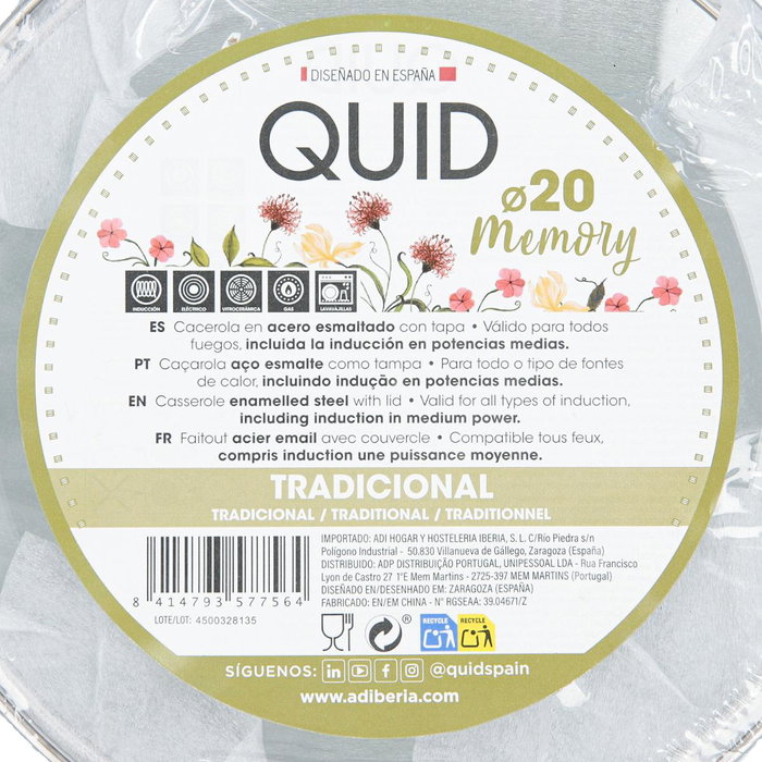 Cacerola Acero Esmaltado Memory Quid 20 cm - 280 cL