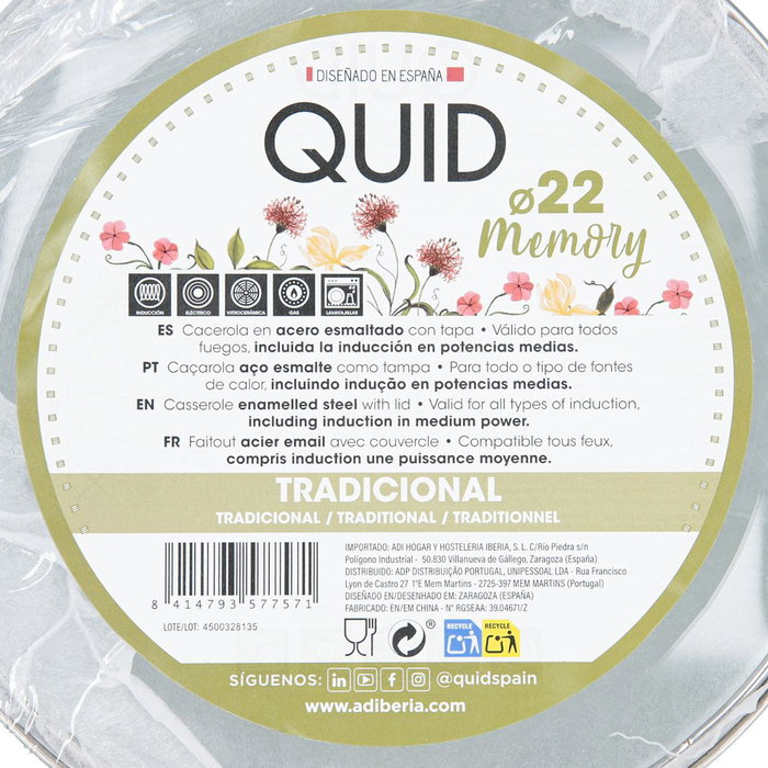 Quid Cacerola de Acero Esmaltado Memory 22 cm Blanco