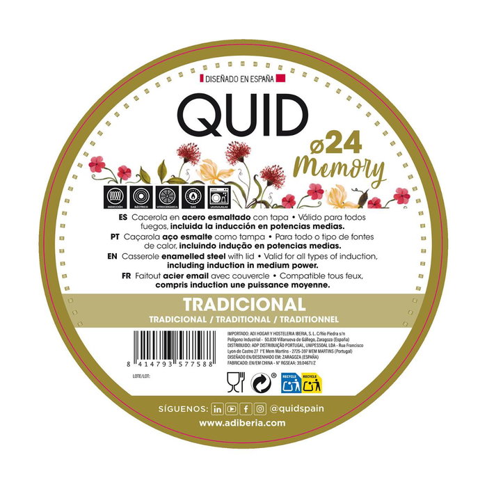 Cacerola Acero Esmaltado Memory Quid 24 cm - 570 cL